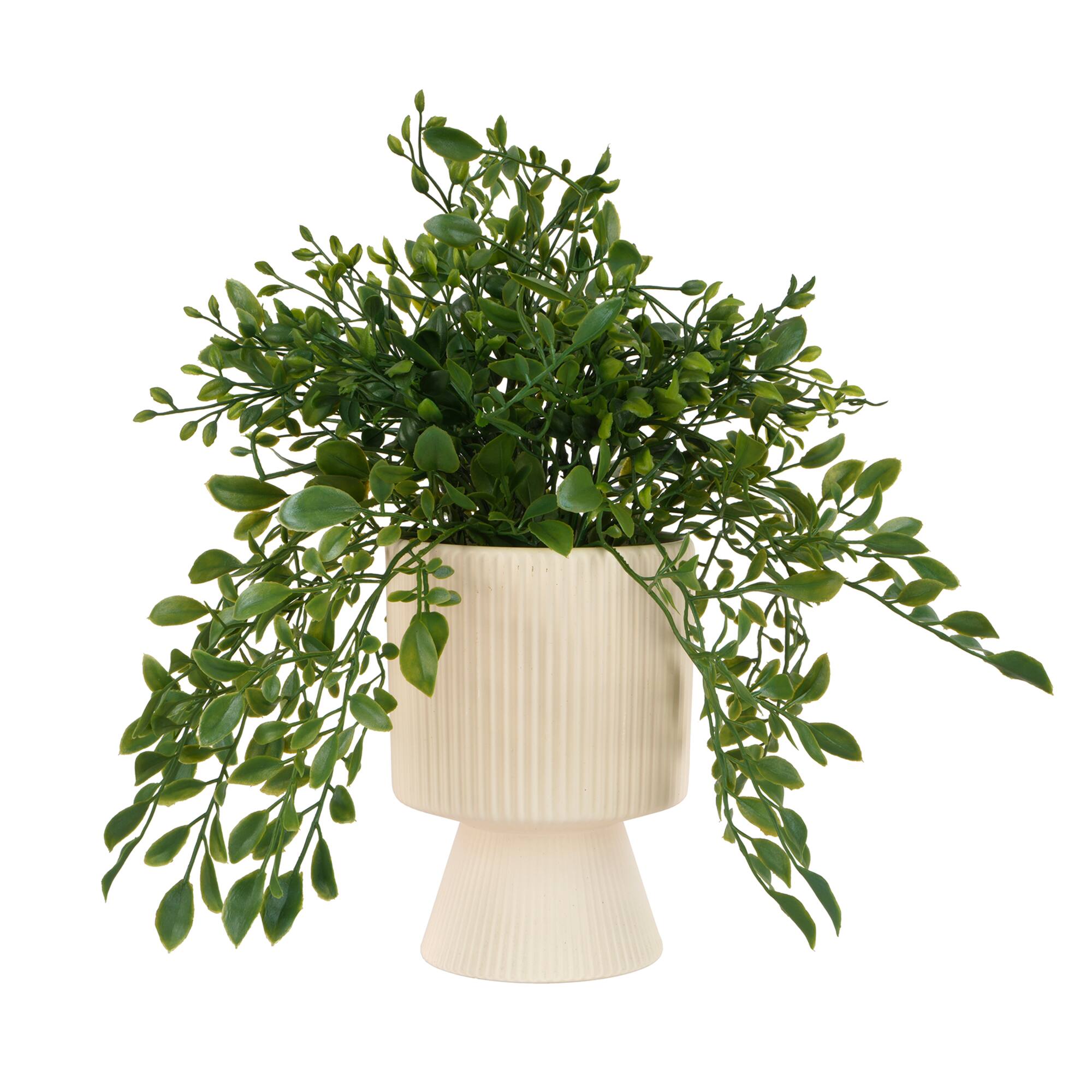 11" Premade Faux Plant in Fluted Ceramic Pot by Ashland®